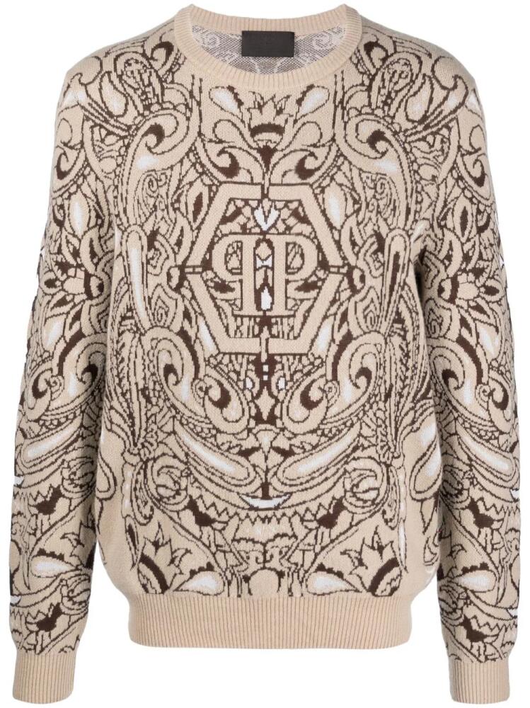 Philipp Plein paisley-print cashmere-silk jumper - Neutrals Cover