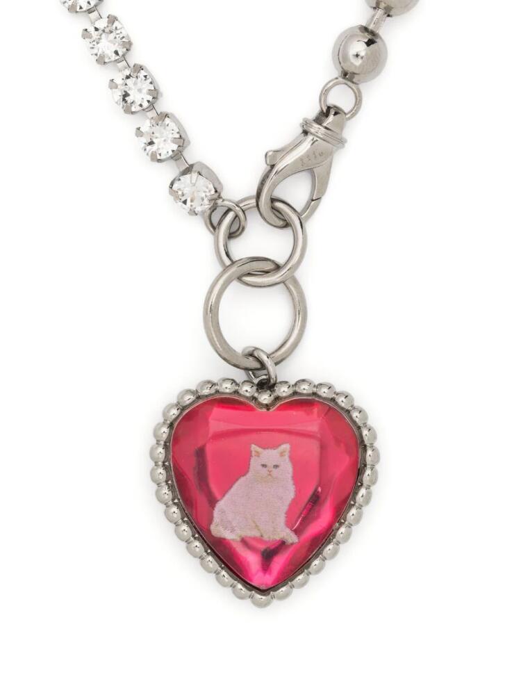 SafSafu crystal-embellished heart necklace - Silver Cover