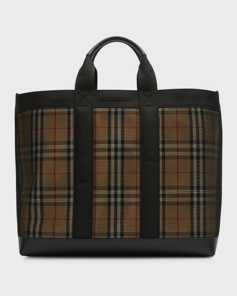 Burberry Men's Ormond Mesh Check Tote Bag Cover