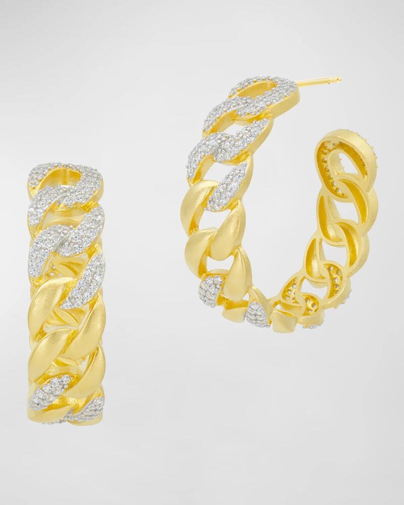 Freida Rothman Pave Chain Link Hoop Earrings Cover