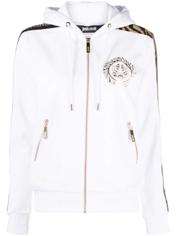 Just Cavalli logo-print cotton cardigan - White Cover