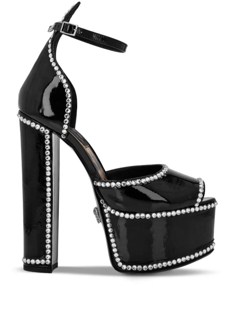 Philipp Plein crystal-embellished heeled platform sandals - Black Cover