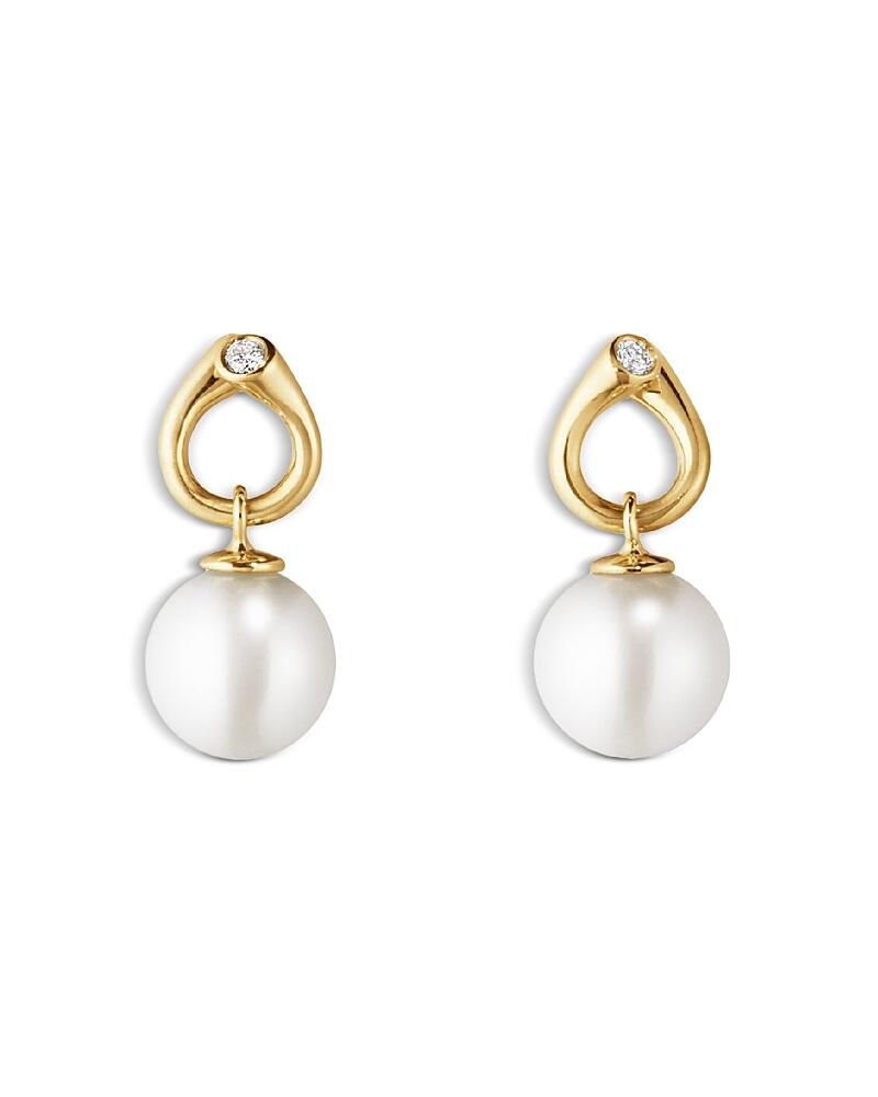 Georg Jensen 18K Yellow Gold Magic Cultured Freshwater Pearl & Diamond Drop Earrings Cover