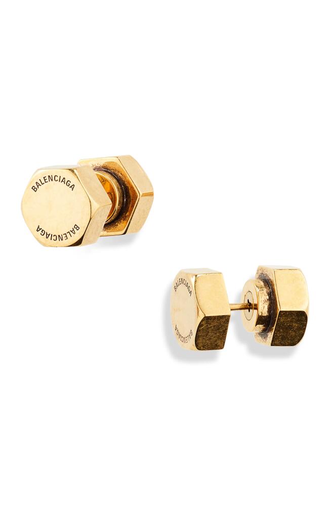 Balenciaga Double Screw Garage Stud Earrings in Antique Gold Cover