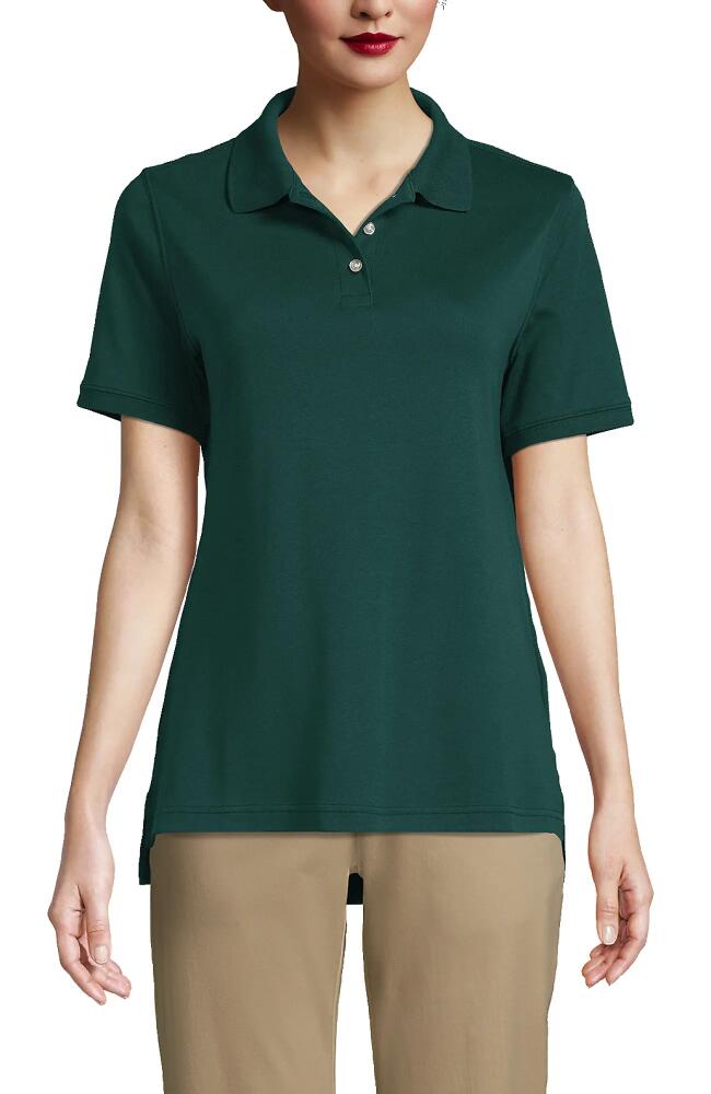 Lands' End School Uniform Short Sleeve Interlock Polo Shirt in Evergreen Cover