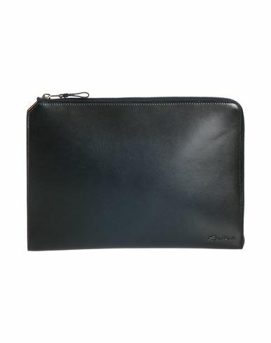 Santoni Man Handbag Midnight blue Leather Cover