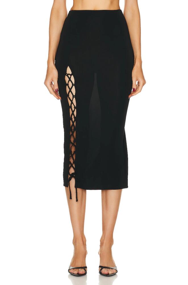 fleur du mal Jersey Lace Up Skirt in Black Cover