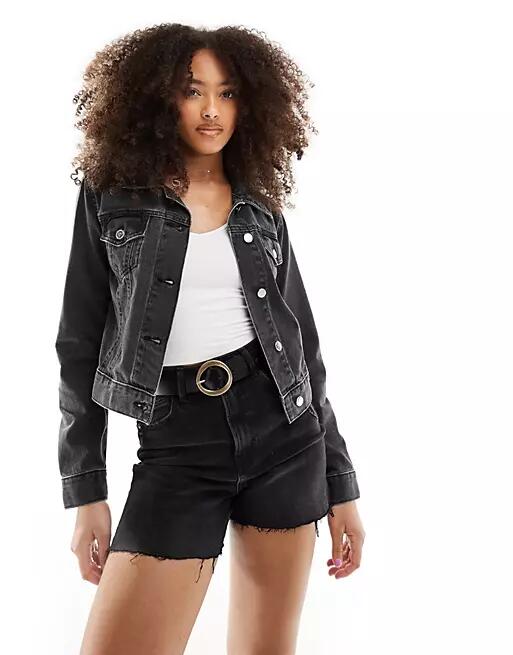 Miss Selfridge denim girlfriend jacket in black wash Cover