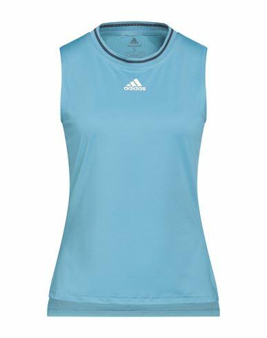 Adidas Woman Tank top Sky blue Recycled polyester, Elastane Cover