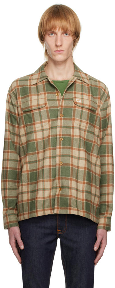 Nudie Jeans Beige & Green Sten Shirt Cover