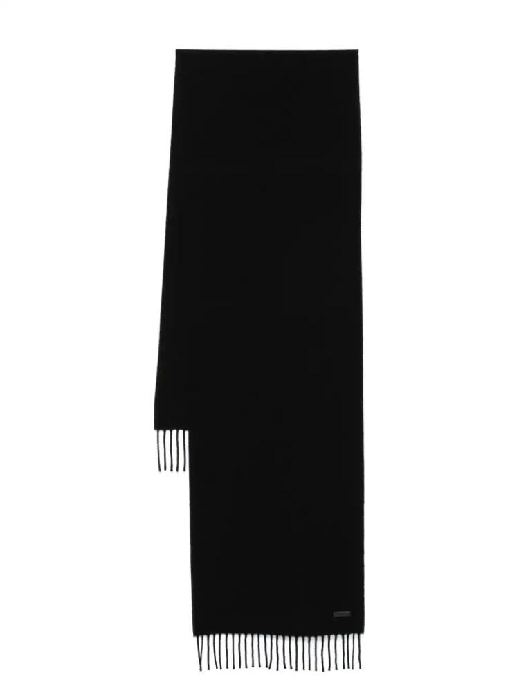 BOSS logo-patch fringed scarf - Black Cover