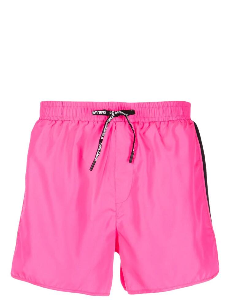 Karl Lagerfeld logo-tape swim shorts - Pink Cover