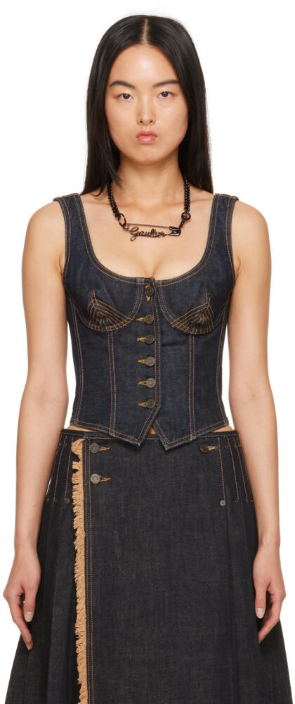 Jean Paul Gaultier Indigo Button Denim Tank Top Cover