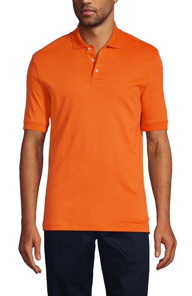 Lands' End School Uniform Long Sleeve Interlock Polo Shirt in Orange Spice Cover