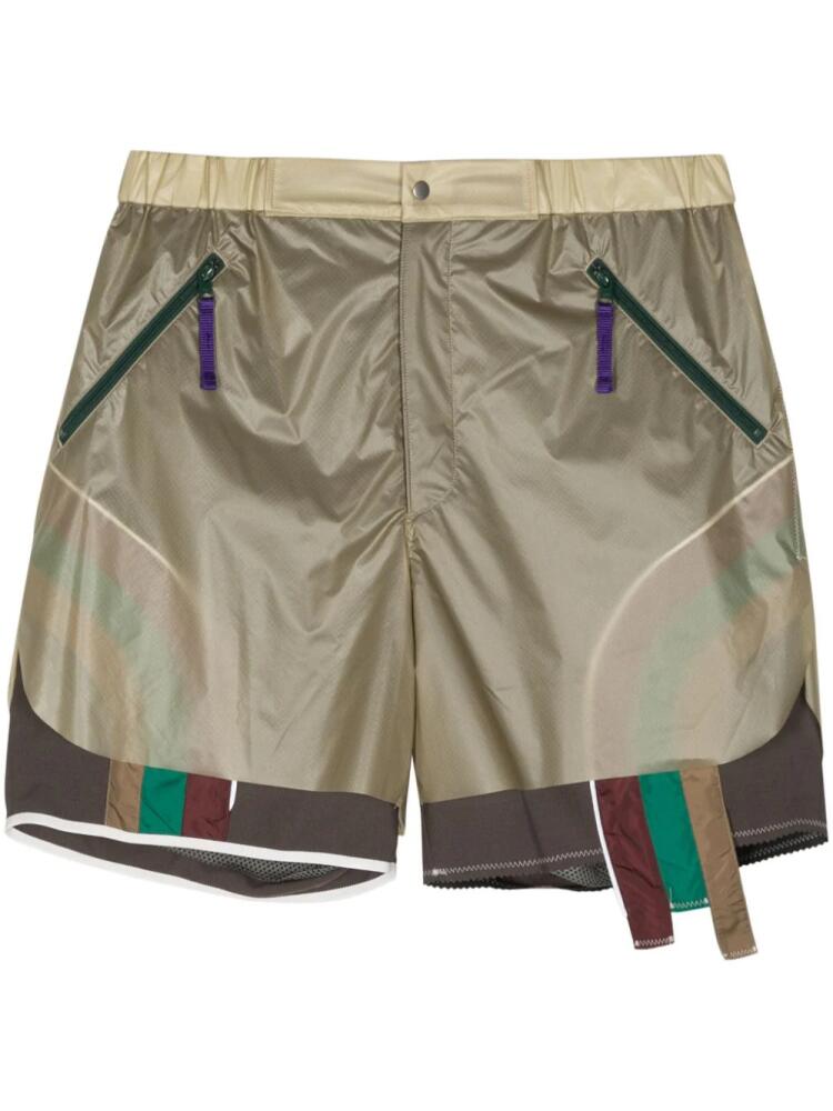 Kolor colour-block panelled shorts - Brown Cover