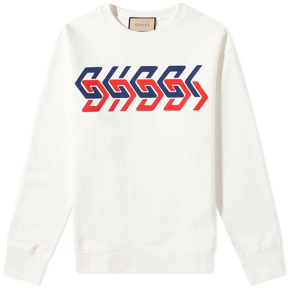 Gucci Men's Geometric Block Logo Print Sweat in Ivory Cover