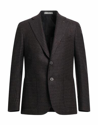 Cc Collection Corneliani Man Blazer Dark brown Wool, Polyamide, Silk Cover