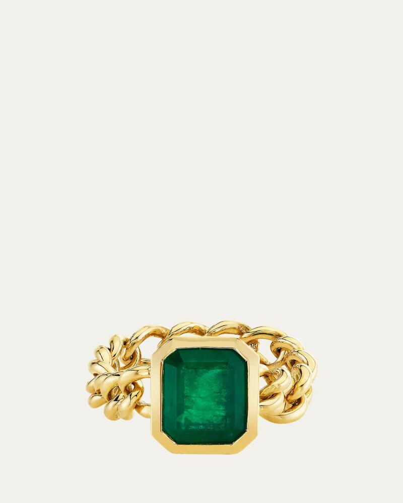 SHAY 18K Yellow Gold Bezel Emerald Mini Link Ring Cover