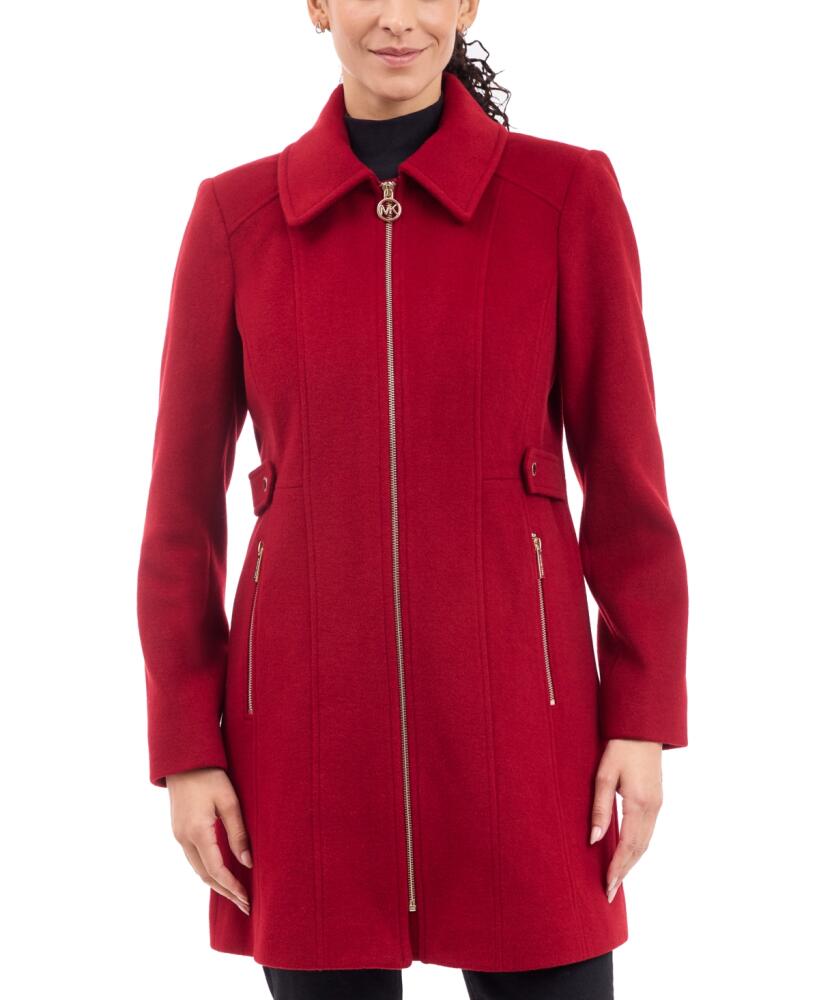 Michael Michael Kors Women's Collared Zip-Front Coat, Created for Macy's - Rhubarb Cover