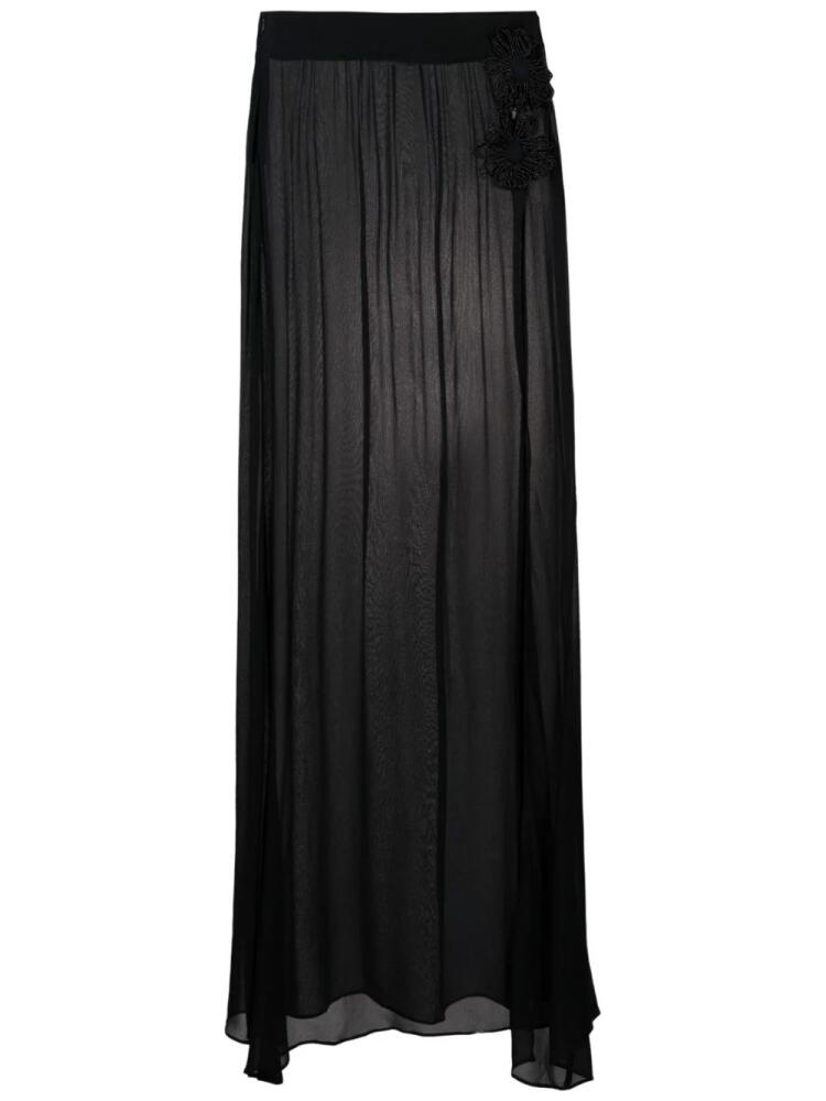 Amir Slama floral-appliqué maxi skirt - Black Cover