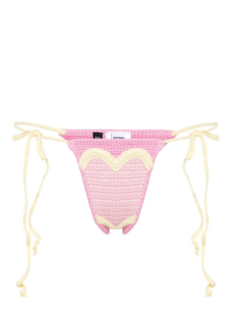 GCDS Heart crochet-knit bikini bottoms - Pink Cover