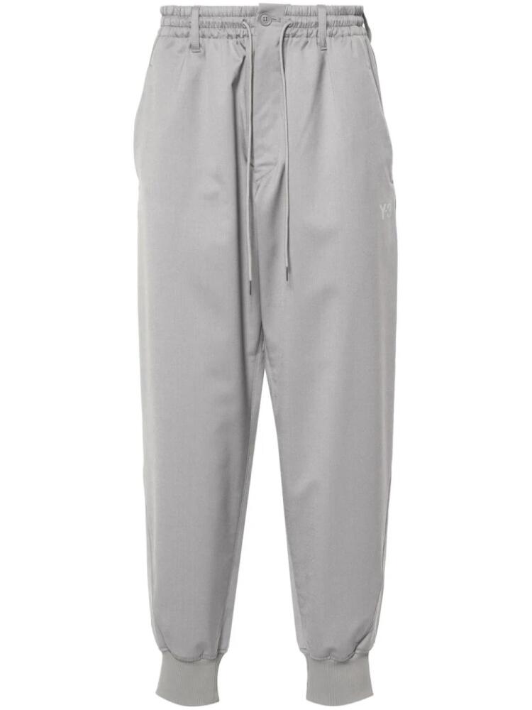 Y-3 logo-print twill trousers - Grey Cover