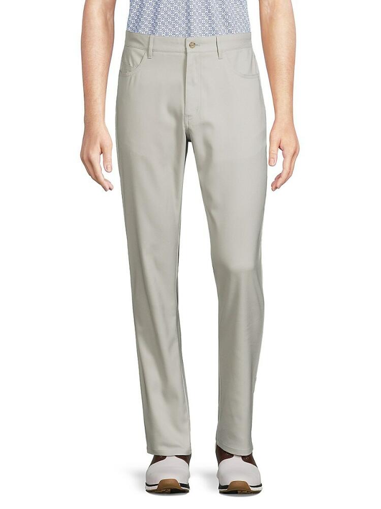 TailorByrd Men's Solid Flat Front Pants - Pebble Grey Cover