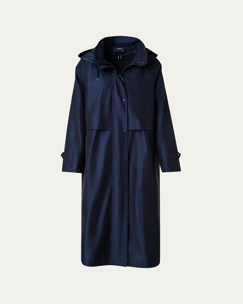 Akris Detachable Hooded Silk Taffeta Coat With Detachable Padded Lining Cover