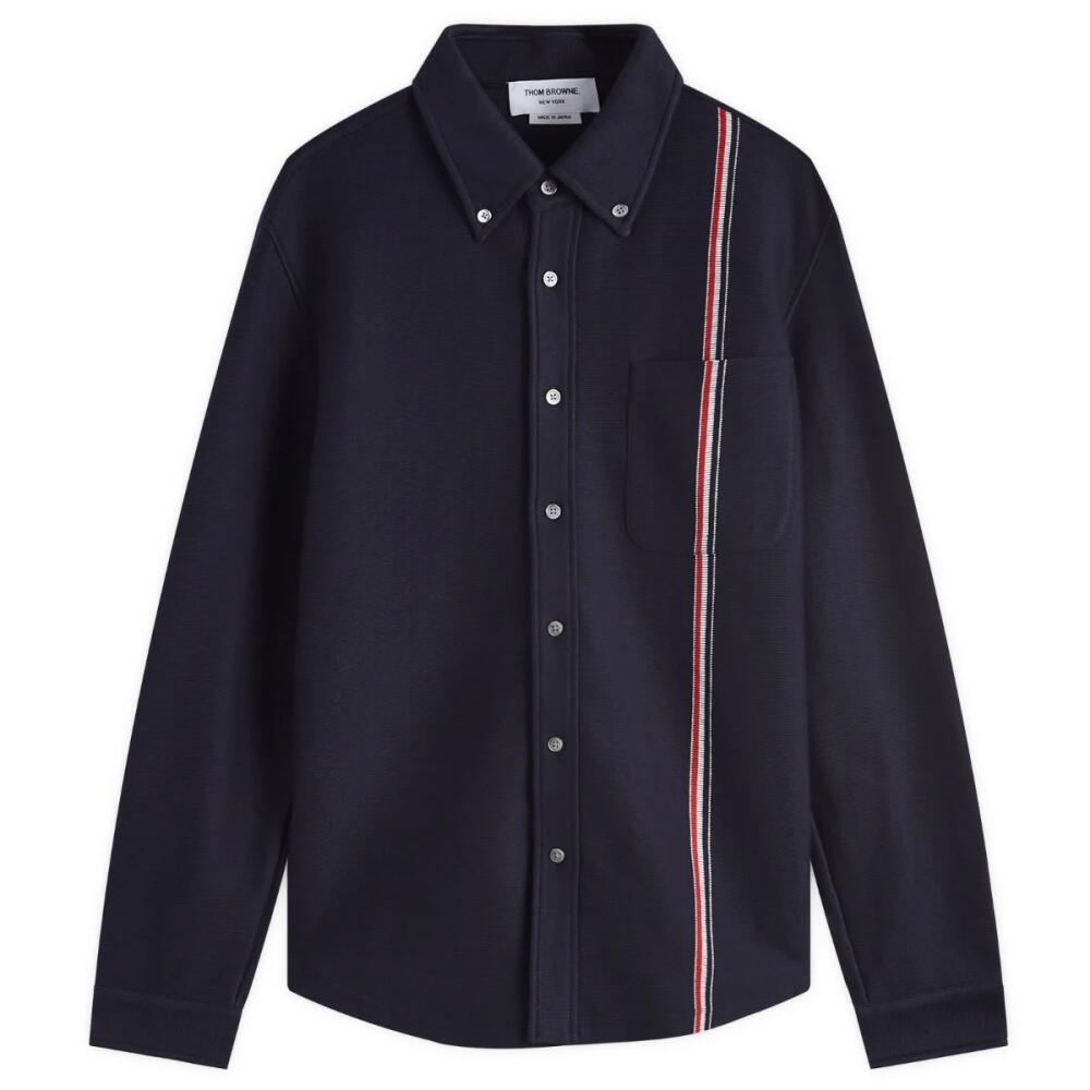 Thom Browne Men's Heavyweight Knit Overshirt in Navy Cover