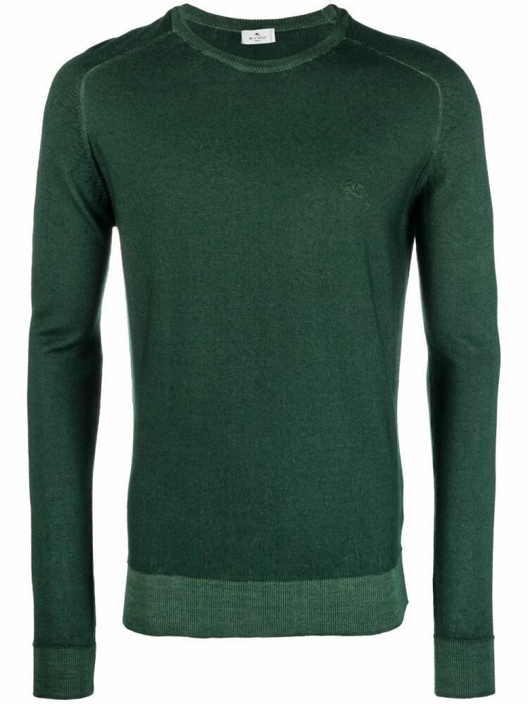 ETRO embroidered-logo crew-neck jumper - Green Cover