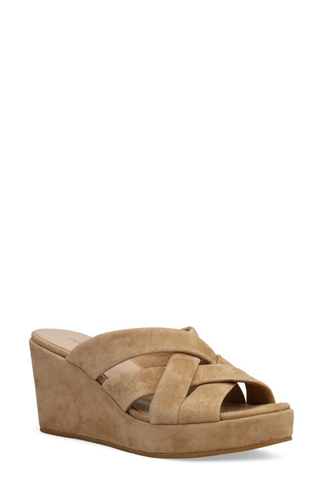 Pelle Moda Wilona Platform Wedge Slide Sandal in Latte Cover