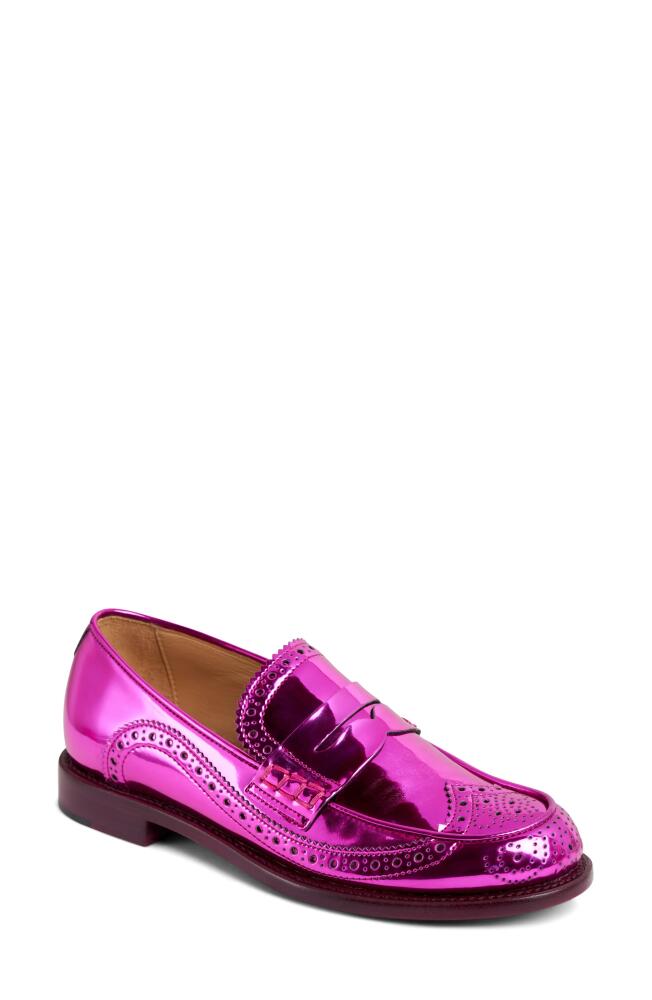 The Office of Angela Scott Metallic Penny Loafer in Magenta Cover