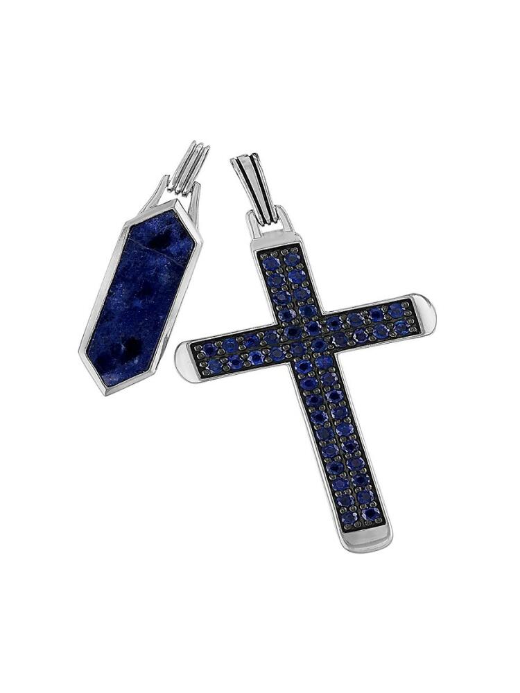 Esquire Men's 2-Piece Sterling Silver, Lapis & Cubic Zirconia Cross Pendant Set Cover