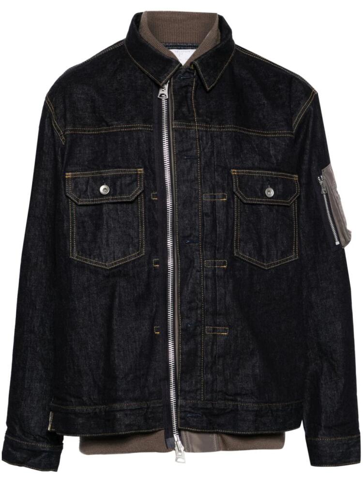 sacai layer-detailed denim jacket - Blue Cover