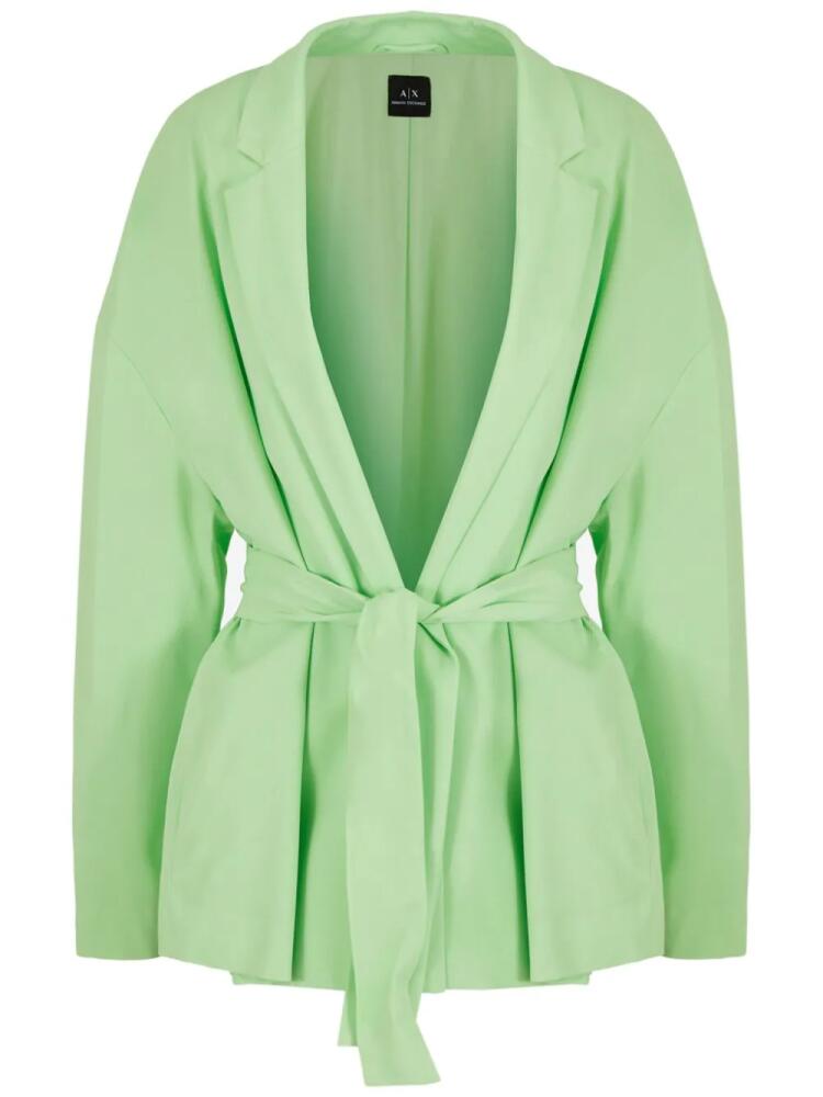 Armani Exchange single-breasted belted crepe blazer - Green Cover