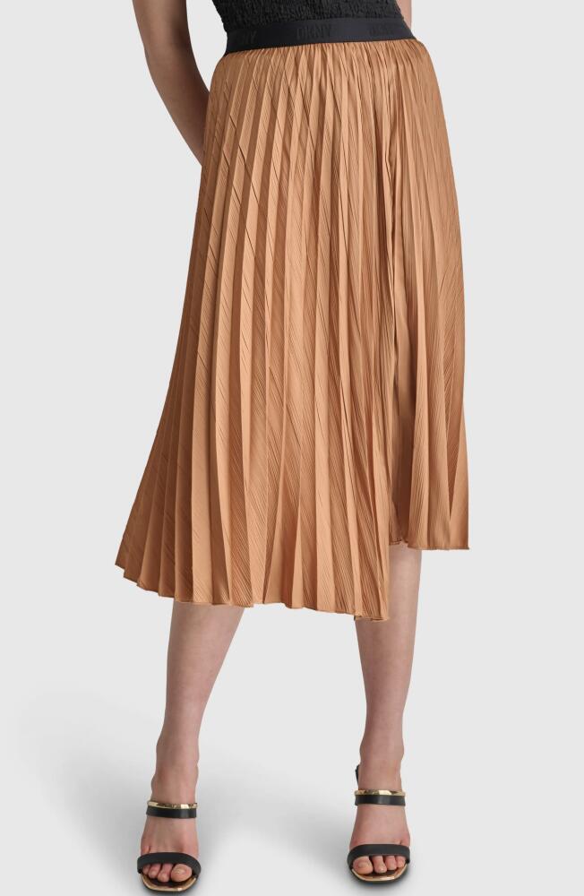 DKNY Pleated Asymmetric Midi Skirt in Tawney Cover