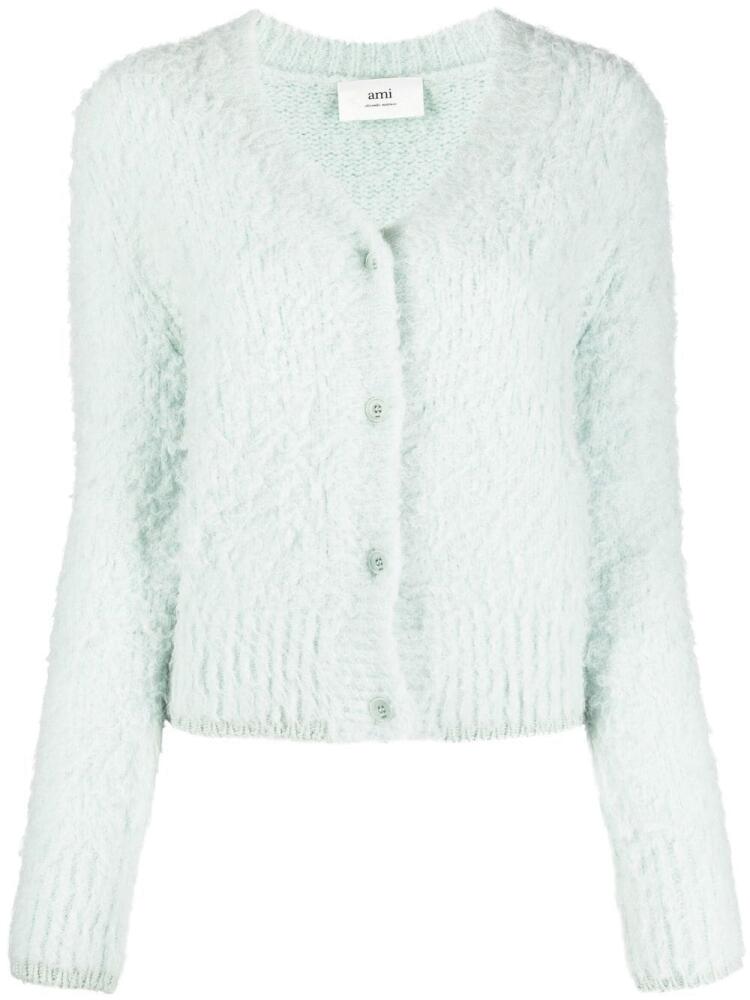 AMI Paris V-neck fleece cardigan - Green Cover