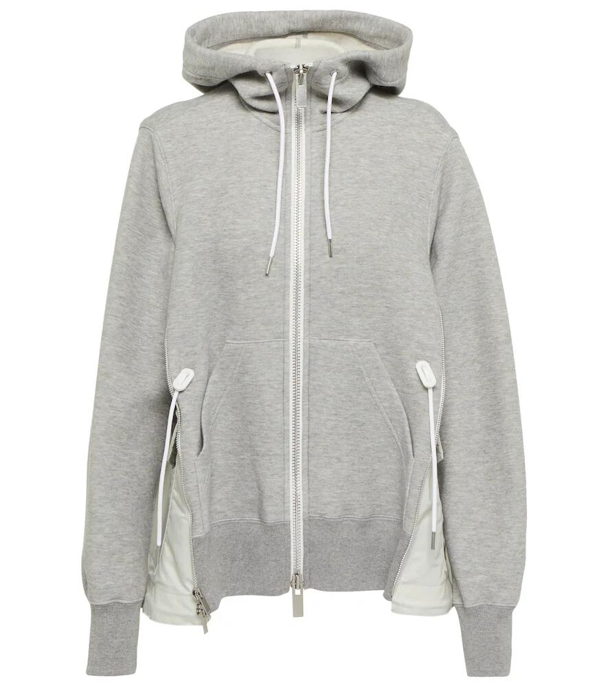 Sacai Paneled cotton-blend jersey hoodie Cover