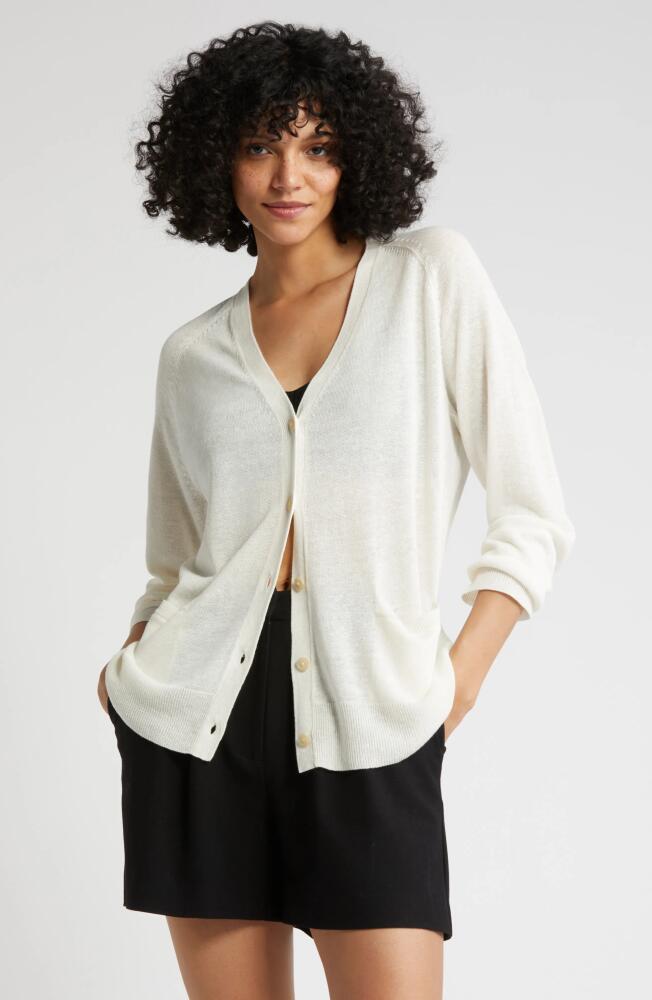 Nordstrom Linen Blend Cardigan in Ivory Pristine Cover