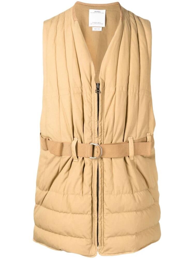 visvim padded belted v-neck gilet - Brown Cover