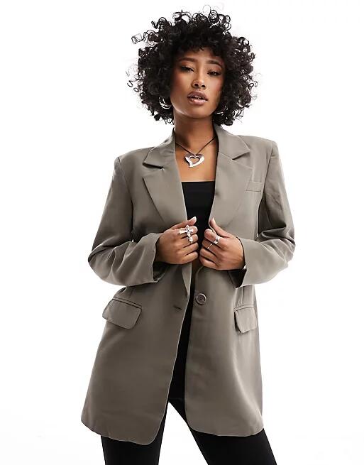 Only oversized blazer in taupe-Neutral Cover