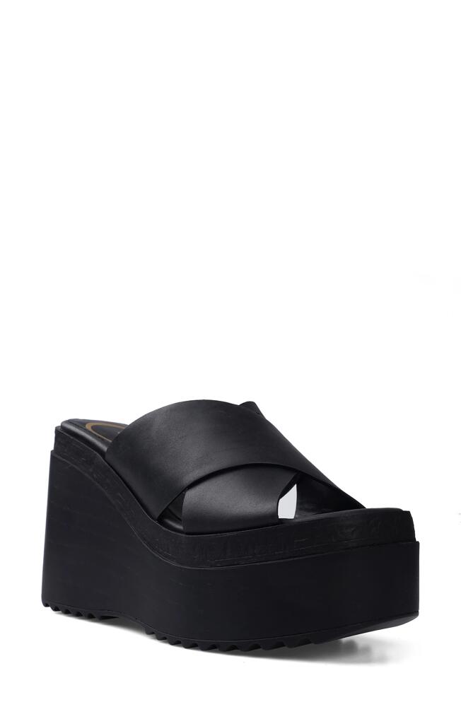 Candie's Galina Platform Wedge Sandal in Black Cover