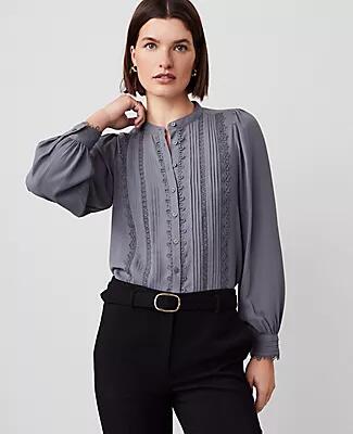 Ann Taylor Pintuck Button Down Blouse Cover