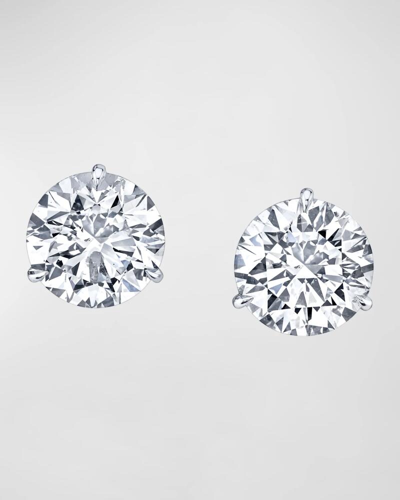 Neiman Marcus Diamonds 18K White Gold 3-Prong Diamond Martini Stud Earrings, 4tcw, 0.31"L / 0.31"W Cover