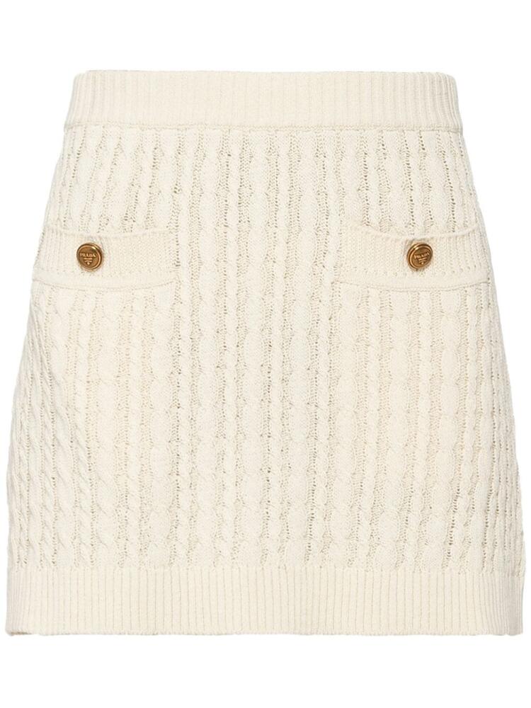 Prada cable-knit cotton miniskirt - Neutrals Cover