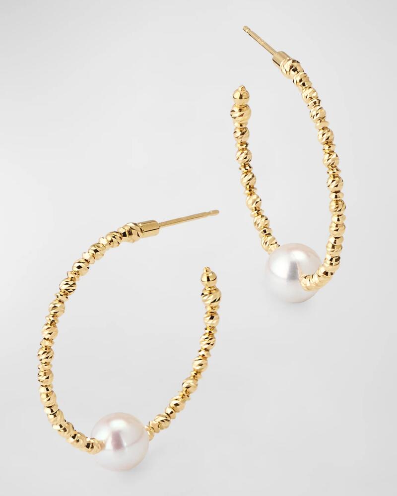 Pearls By Shari 18K Yellow Gold Akoya Pearl Hoop Earrings Cover