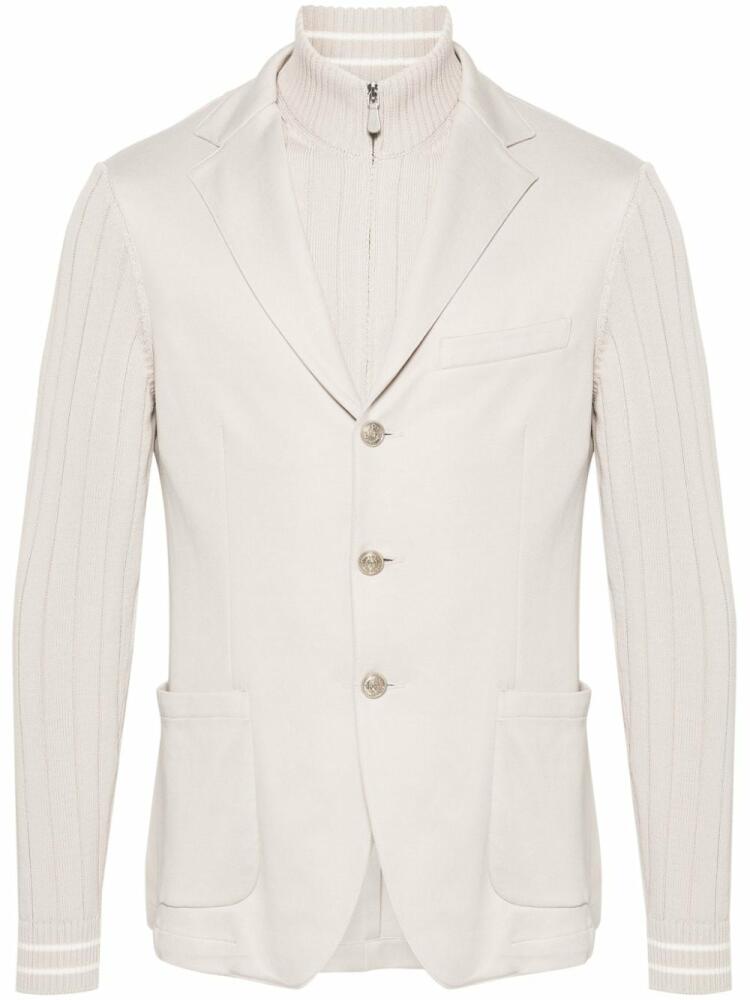 Eleventy layered knit-panels blazer - Neutrals Cover