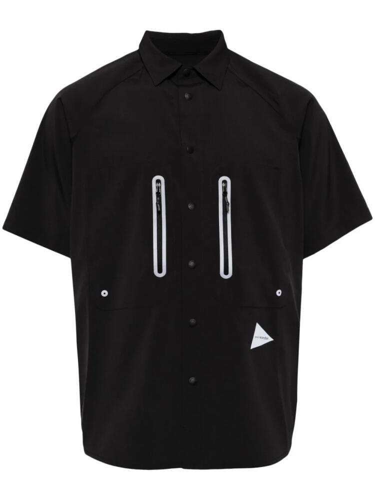 and Wander logo-print panelled shirt - Black Cover