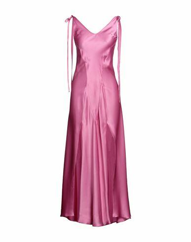 La Semaine Paris Woman Maxi dress Magenta Acetate, Silk Cover