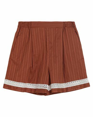 Simona Corsellini Woman Shorts & Bermuda Shorts Brown Cotton Cover